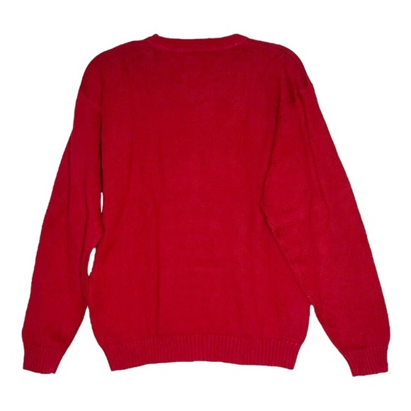 Tommy Hilfiger Sweater Mens XL Red Heavyweight Knit Crest Preppy Classic Vintage - Picture 2 of 6